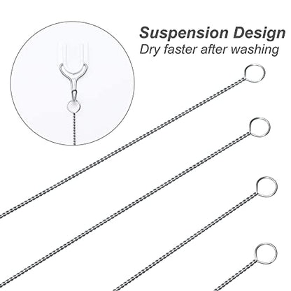 Straw Cleaner Brush (Only 2 pcs, 7.87inch X 5/16inch) | Extra Long Nylon Bristles and Stainless Steel Handle Cleaning Brushes for Washing Glass Silicone Metal Straws Tea Pot - color: Only 2 Pcs, 7.87inch X 5/16inch