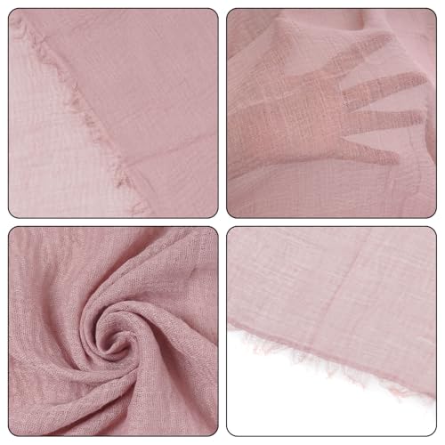 Nydotd Women Summer Cotton Linen Scarf Crinkle Long Beach Shawl Wrap hijab with Fringe - color: Dusty Pink