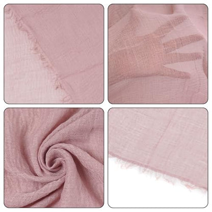 Nydotd Women Summer Cotton Linen Scarf Crinkle Long Beach Shawl Wrap hijab with Fringe - color: Dusty Pink