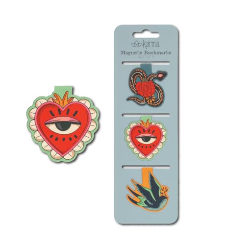 Karma, Magnetic Bookmarks Set of 3, Cute Bookmarks for Women, Page Markers for Students Teachers Reading, Americana
