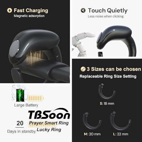 Fashion Tasbih 스마트 링, Tasbeeh 카운터, 기도 방향 표시기 가이드, 5 Azan 알람 시계, 용서, 전자 묵주, Eid al-Fitr Eid al-Adha 라마단 남성 여성용 선물-블랙 사이즈 조절 가능 - style: C블랙 사이즈 조절 가능