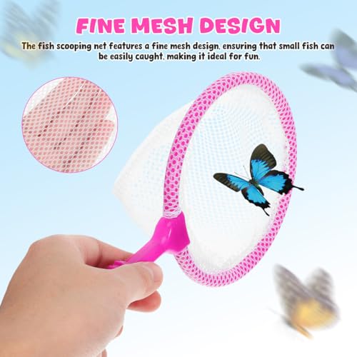 Toddmomy 4Pcs Kids Fishing Net Set, Small Fish Net with Non-Slip Handle, Safe Kids Fish Trap for Aquarium, Pool, Bath & Outdoor Nature Exploration