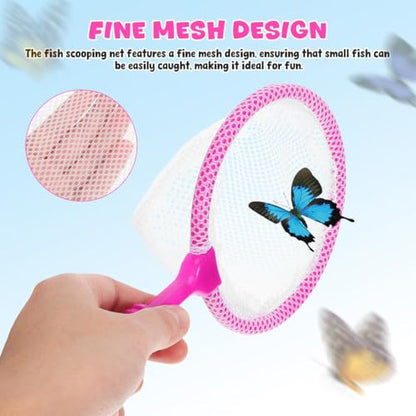 Toddmomy 4Pcs Kids Fishing Net Set, Small Fish Net with Non-Slip Handle, Safe Kids Fish Trap for Aquarium, Pool, Bath & Outdoor Nature Exploration