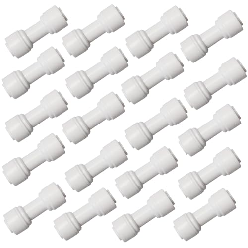 20 pcs 1/4" OD to 1/4" OD push fit straight union quick connector for RO water system push to connect tube - style: 1/4" straight connect(20)
