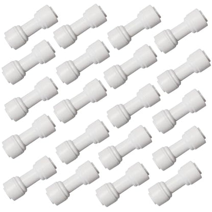 20 pcs 1/4" OD to 1/4" OD push fit straight union quick connector for RO water system push to connect tube - style: 1/4" straight connect(20)