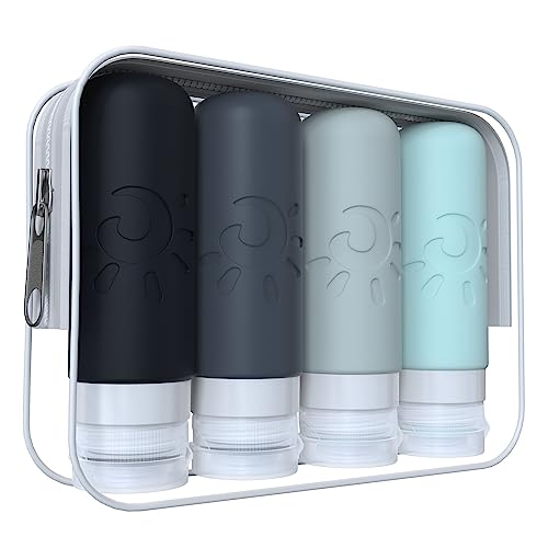 Zafit Travel Bottles for Toiletries, TSA Approved Travel Containers 3oz Leak Proof Travel Tubs Refillable Liquid Travel Accessories for Shampoo Conditioner Lotion Body Wash(Multicolored A) - color: Multicolored A