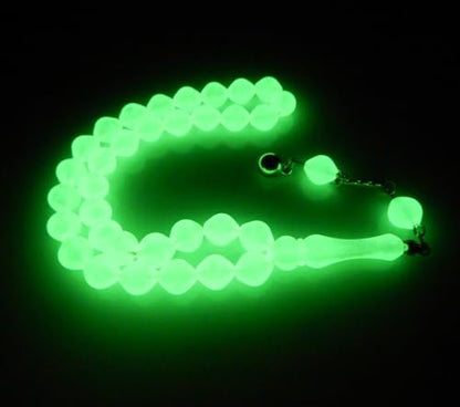Perlin Prayer Beads Glow in The Dark Prayer Beads Glow Stones Tesbih Tasbih Tespih Misbaha Subha 33, Round Muslim Islamic Rosary Bracelets Worship Accessories