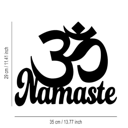 LIYOUYA Om Namaste Metal Wall Decor - Islamic Symbol Room Decor Black Wall Art Home Decor for Living Room, Bedroom, Dining Room, Office (Black)