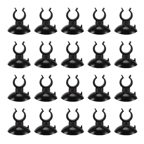 Aquarium Suction Cup, Aquarium Sucker Clip, Suction Cups Airline Tubing Holder, Fish Tank Accessories for Aquarium Fish Tank, Black, 0.51" 20 Pcs 20 Pcs