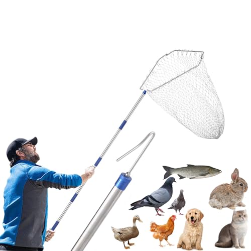 Chicken Catching Net ,Extendable from 33" to 75" Chicken Catcher Leg Hook | Animal Net, Made of Stainless Steel Tube, Suitable for Catching Duck, Goose, Skunk, Bat and, Bird Net & Fish Net
