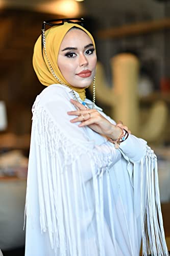 para life Snap Hijab for Women, Breathable Instant Hijabs|Standard Size Stretchable Cotton Sandy|Jersey Undercap - color: Mustard