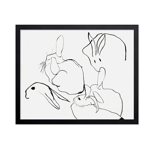 Poster Master Line Drawing of Bunnies Print - Vintage Rabbit Sketch Poster - Minimal Farmhouse Art - Abstract Drawing - Great Nursery, Kid's Room or Bedroom Decor - 8x10 UNFRAMED Wall Art - color: Style-09, size: 8"L x 10"W