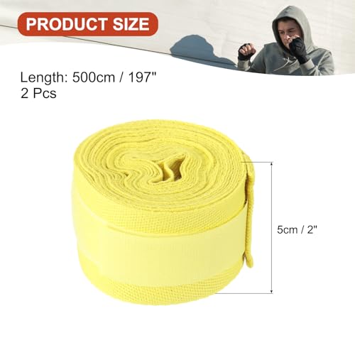 PATIKIL Boxing Hand Wraps, Elastic Boxing Wraps Cotton Fist Mitts Wrist Straps Protection for Muay Thai Martial Art - color: Yellow, size: 197 inch