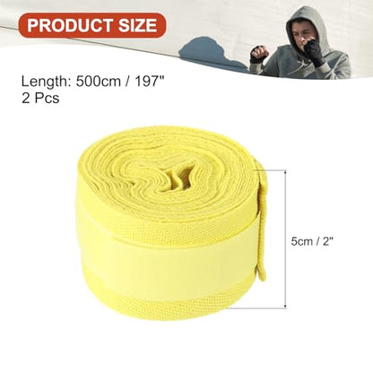 PATIKIL Boxing Hand Wraps, Elastic Boxing Wraps Cotton Fist Mitts Wrist Straps Protection for Muay Thai Martial Art - color: Yellow, size: 197 inch