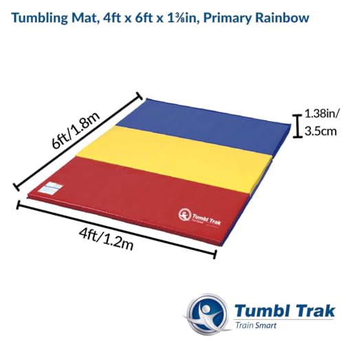 Tumbl Trak Gymnastics Folding Tumbling Panel Mat - color: Primary Rainbow, size: 4'x6'x1.38"
