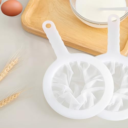 2 Pcs Ultra Fine Mesh Strainer, Nylon Sieve Plastic Screen with Handle, Mini Brine Shrimp Separation Net for Kitchen/Coffee Enthusiasts/Juice/Oils/Soy Milk