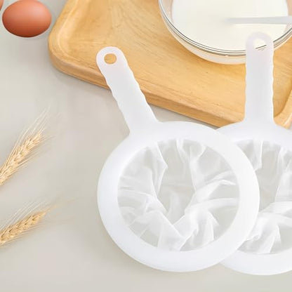 2 Pcs Ultra Fine Mesh Strainer, Nylon Sieve Plastic Screen with Handle, Mini Brine Shrimp Separation Net for Kitchen/Coffee Enthusiasts/Juice/Oils/Soy Milk