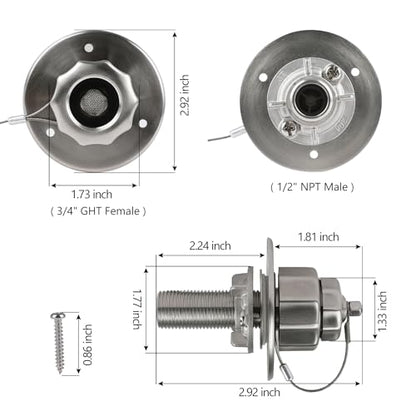 G-Sunny All Metal RV City Water Inlet with Check Valve, RV Water Inlet Replacement, RV Water Fill Inlet,RV Water Inlet Connection for for RV Camper Motorhome Trailer Marine