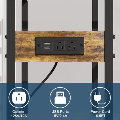 Urban Deco 40 Gallon Fish Tank Stand with Power Outlets, 660LBS Capacity Aquarium Stand, Metal Fish Tank Stand Dual-Layer Design Terrarium Stand, Rustic Brown - color: Brown, size: 40 gallon