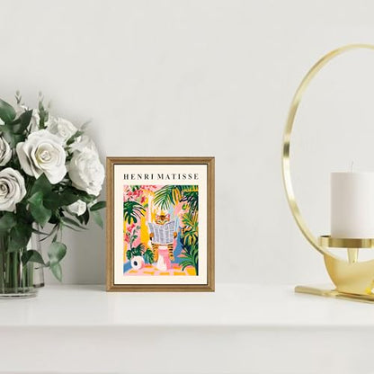ICHZUMW Framed Funny Tabby Cat Matisse Canvas Bathroom Wall Art, 8x10 In - color: Matisse Reader, size: 10"L x 8"W