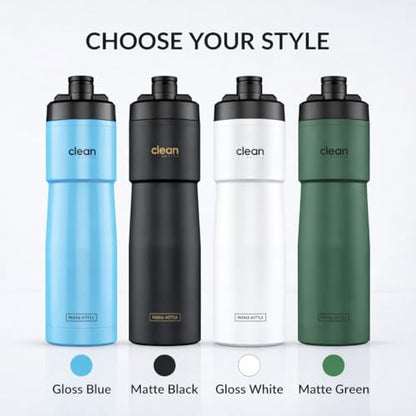 The Clean Hydration Co Insulated Bike Water Bottle 23 oz | Easy Clean Nozzle, Easy Squeeze Sports Bottle | BPA Free Cycling Bottle for Road & Mountain Biking, Gym & Travel | Gloss White - color: Gloss White