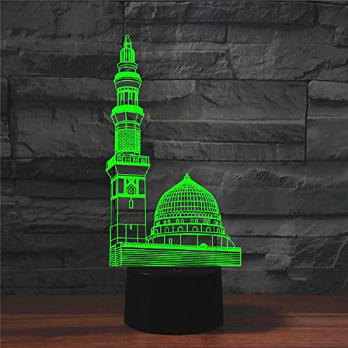 3D Night Light for Kids 3D Islamic Architecture Led Lamp with Remote Control 16 Color Changing Xmas Birthday Gift for Child