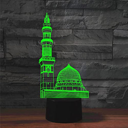 3D Night Light for Kids 3D Islamic Architecture Led Lamp with Remote Control 16 Color Changing Xmas Birthday Gift for Child
