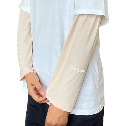 UPF 50+ Sun Protection Arm Sleeves Elastic band Adjustable Cuff Loose Fit Non-Sticky Airflow Friendly Outdoor - color: Pale Peach, size: Small