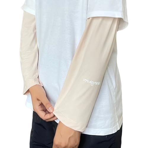 UPF 50+ Sun Protection Arm Sleeves Elastic band Adjustable Cuff Loose Fit Non-Sticky Airflow Friendly Outdoor - color: Pale Peach, size: Small