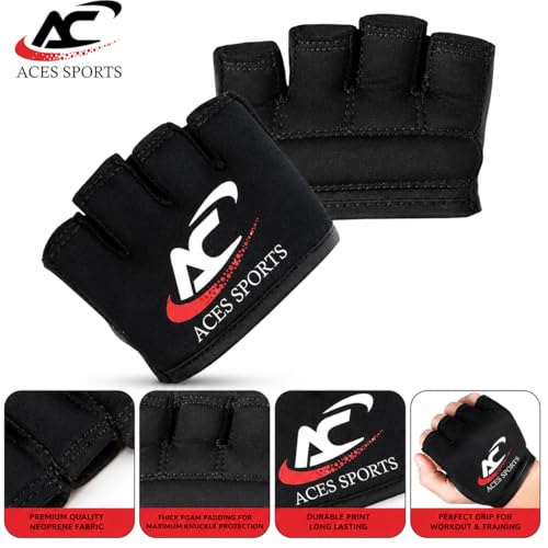 Gel Knuckle Protector, Black MMA Gel Hand Guard, Fingerless Design - size: Large-X-Large