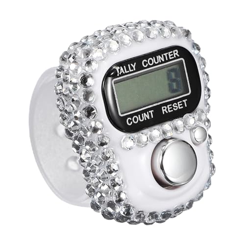 Electronic Finger Tally Counter, Resettable Mini Lap Finger Counter-Fitting for (Golf/Cargo Counting/Lap Counting/Attendance) - color: White
