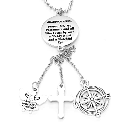 Kivosliviz Rearview Mirror Charms for Decor Women Car Guardian Angel Trucker Hanging for Men Car Rear View Mirror Charm