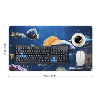 Large Size Gaming Mouse Pad Fishs Desk Mat Non-Slip Base Waterproof Desktop Writing Pad for Office Home - color: Fishs, size: 40X75cm