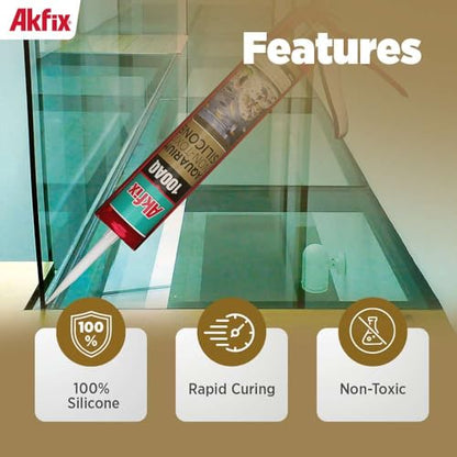 Akfix 100AQ Aquarium Sealant Clear (1x10.1 fl. oz.) – 100% Waterproof, Fish-Safe, High-Speed Curing and Strong Adhesion, Non-Toxic Glass Adhesive for Aquarium Repair | Clear, 1 Pack - color: Clear, size: 1 Pack