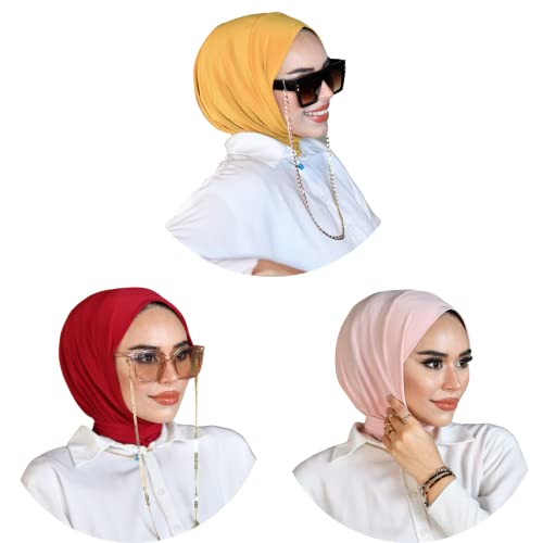 para life Snap Hijab for Women, Breathable Instant Hijabs|Standard Size Stretchable Cotton Sandy|Jersey Undercap - color: Assorted-3