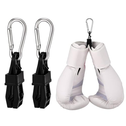 Novabright Boxing Glove Clip Holder with Carabiner Heavy-Duty No-Slip Clamp for Hanging MMA Muay Thai and Boxing Gloves on Backpacks or Gym Bags Quick-Dry Carrying Hook for Training Gear, Black