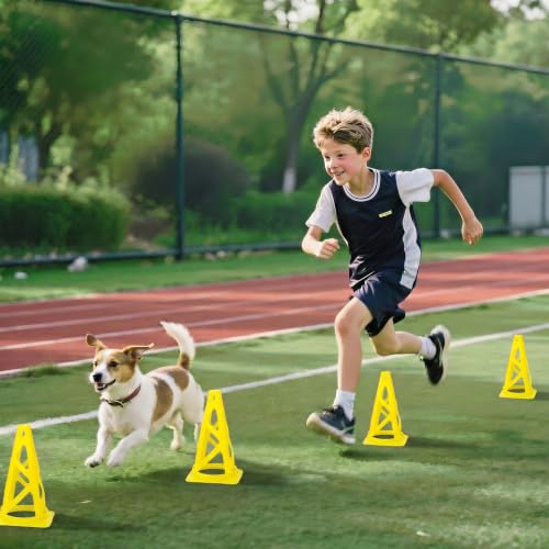 12 Pack Soccer Cones, 9 Inch Agility Cones for Soccer, Football, Basketball, Cones for Sports Training, Speed & Agility Drills, Field Marking Equipment - color: yellow