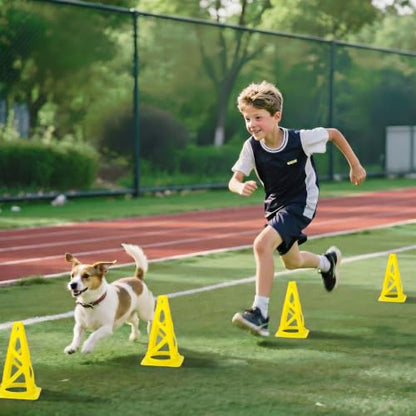 12 Pack Soccer Cones, 9 Inch Agility Cones for Soccer, Football, Basketball, Cones for Sports Training, Speed & Agility Drills, Field Marking Equipment - color: yellow