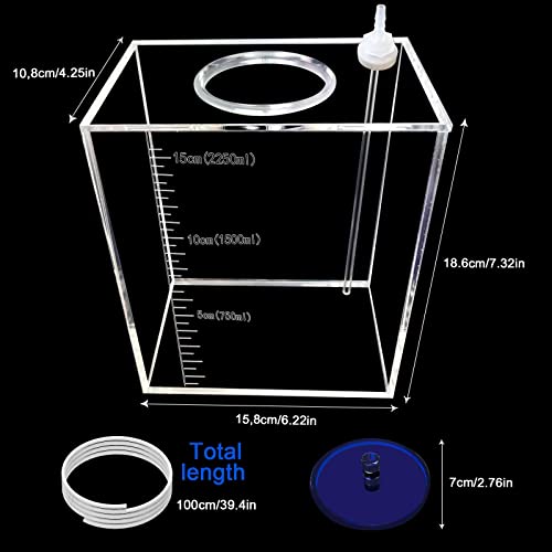 Acryli Made dosing Container, Liquid srorage Bucket, Aquarium Air Pump Accessories，dosing Pump Liquid containers,Reservoir (2.5L/0.66gal Blue lid) - size: 2.5L 1grid blue lid