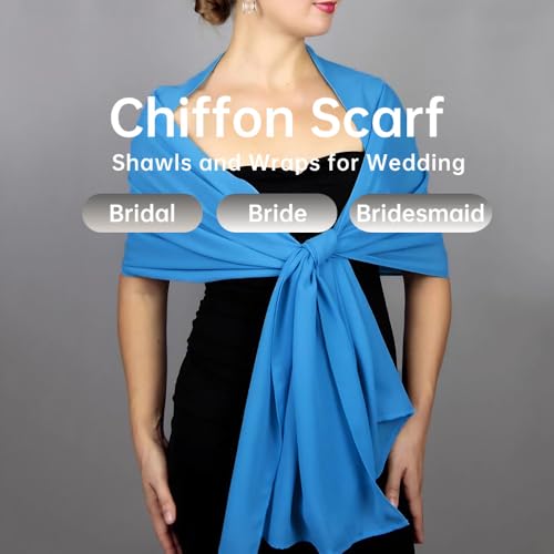 Harewom Long Sheer Chiffon Hijab Scarf for Women, Lightweight Shawl Wrap - color: Sky Blue
