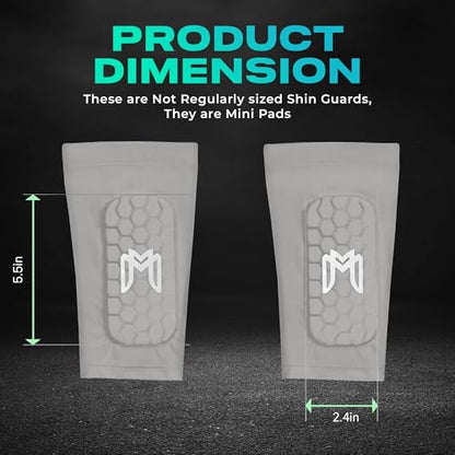 MediCaptain Mini Shin Guards Soccer – Built in Shin Pad Sleeves for Mens, Women, Teens - Small Shin Guards - Lightweight, Breathable Shin Defender Leg Protection - color: Gray, size: Maxi (5.5 x 2.8 in)
