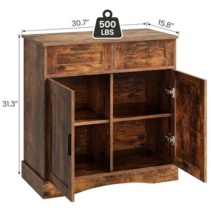 Fish Tank Stand for 20-29 Gallon, Aquarium Stand with Storage | with 2 Drawers for Fish Tank Accessories, 29 Gallon Rustic Brown Fish Tank Cabinet, 30.71''L x 15.75''W Tabletop, PTBX01BR - size: 20-29 Gallon Fish Tank Stand
