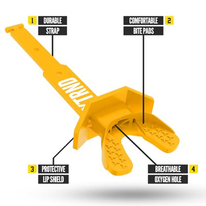 Nxtrnd Two Pro Football Mouth Guard, Permanent Strap, Fits Adult & Youth (Yellow) - color: Yellow