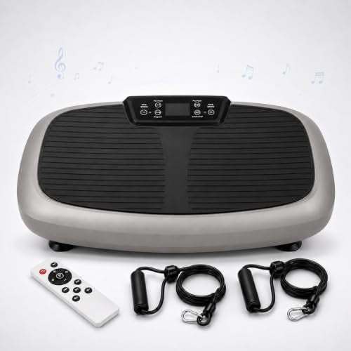 Natini Vibration Plate Exercise Machine - Power Vibrating Plate for Lymphatic Drainage,Whole Body Workout Machine for Women Weight Loss Home Fitness, - style: Com Grey