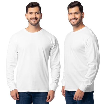 Fruit of the Loom Men's Eversoft Cotton Long Sleeve T-Shirts, 2 Pack - color: Long Sleeve - White Ice, size: Large