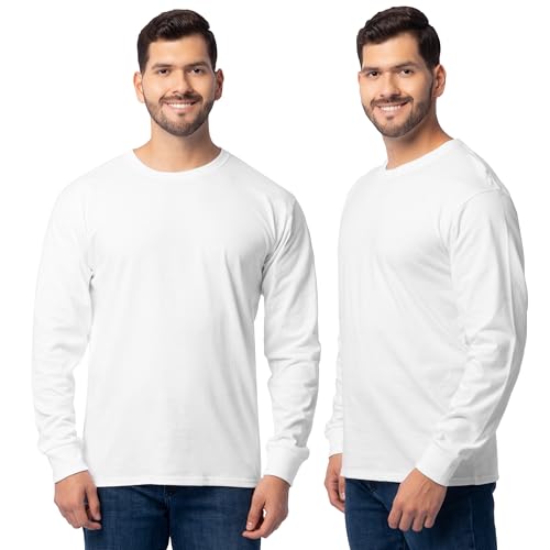 Fruit of the Loom Men's Eversoft Cotton Long Sleeve T-Shirts, 2 Pack - color: Long Sleeve - White Ice, size: XX-Large