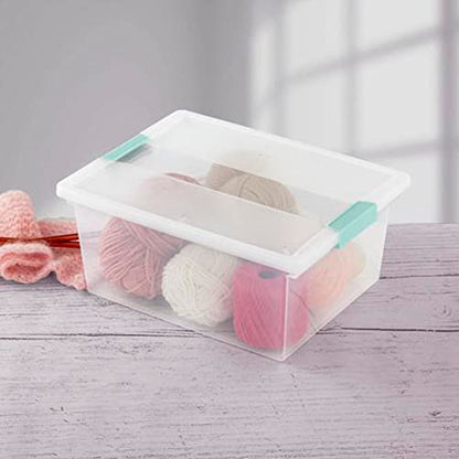 Sterilite Deep Clip Box, Clear Storage Bin with Latching Lid, 4 Pack - size: Deep, style: 4 Pack