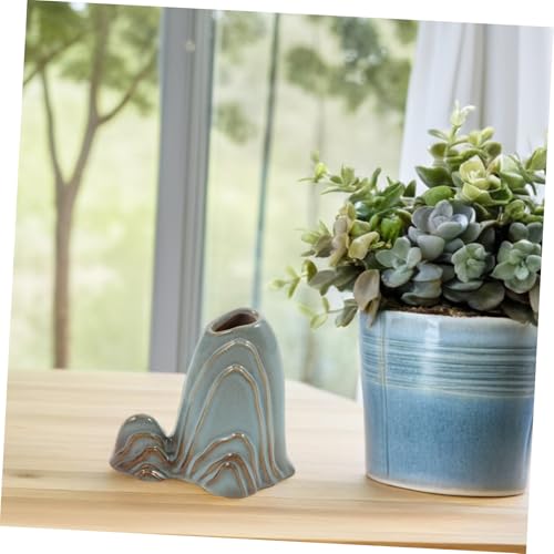 Mini Ceramic Mountain Ornament Multifunctional Zen Garden Decor Fish Tank Decoration Calligraphy Brush Holder Versatile Desktop Accessory for Home Office