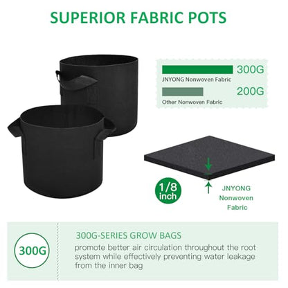 JNYONG NYONG 12-Pack 25 Gallon Thickened Non-Woven Grow Bags | Aeration Fabric Pots with Handles - size: 25 Gallons
