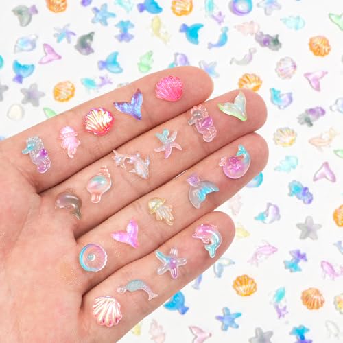 300pcs Luminous Mini Ocean Resin Animals Tiny Resin Sea Animal Figurines To Hide Variety Marine Plastic Animals Aquarium Ornaments for Dollhouse Miniatures DIY Fish Tank Fairy Garden Micro Landscaping - color: 300pcs Luminous Mini Ocean Animals